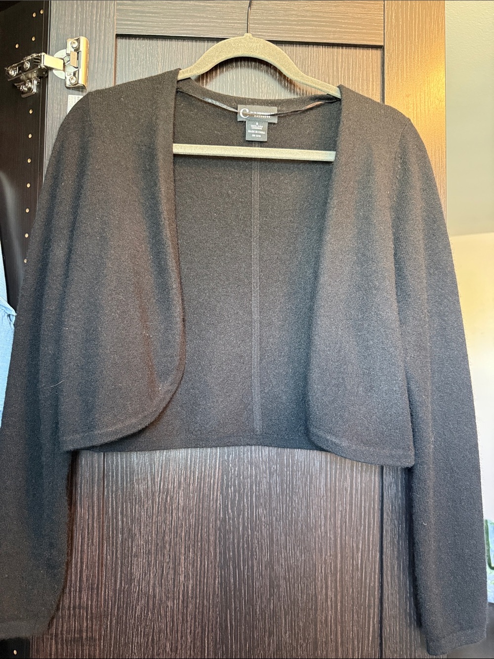 Bloomingdale's Black Cropped Open-Front Bolero Shrug